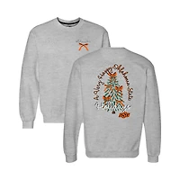 Women's  Heather Gray Oklahoma State Cowboys Classic Merry Christmas Tree Crewneck Sweatshirt
