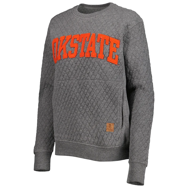 Sweat-shirt matelassé pour femme Pressbox Heather Charcoal Oklahoma State Cowboys Moose