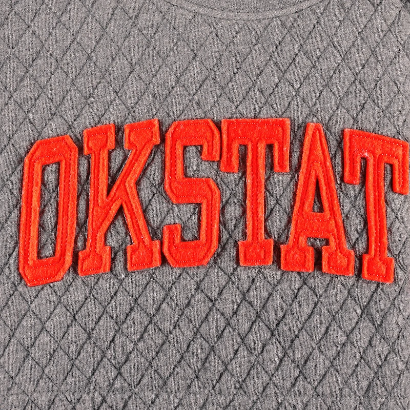 Sweat-shirt matelassé pour femme Pressbox Heather Charcoal Oklahoma State Cowboys Moose