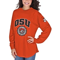 Women's Pressbox Orange Oklahoma State Cowboys Edith Long Sleeve Oversized Top
