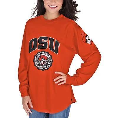 Women's Pressbox Orange Oklahoma State Cowboys Edith Long Sleeve Oversized Top