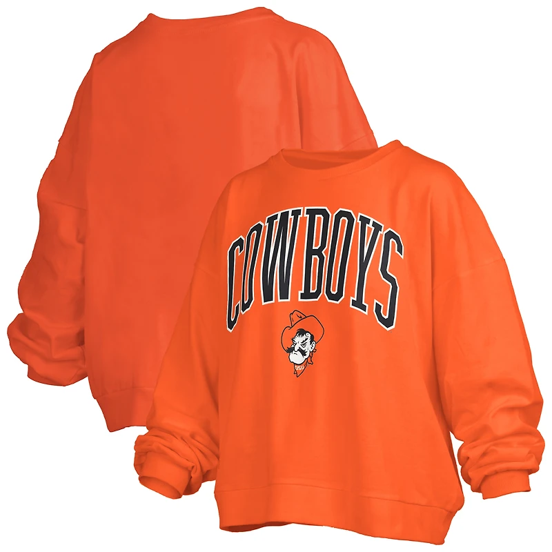 Sweat-shirt oversize orange Pressbox pour femme avec logo Janise Arch Over des Cowboys de l'Oklahoma State