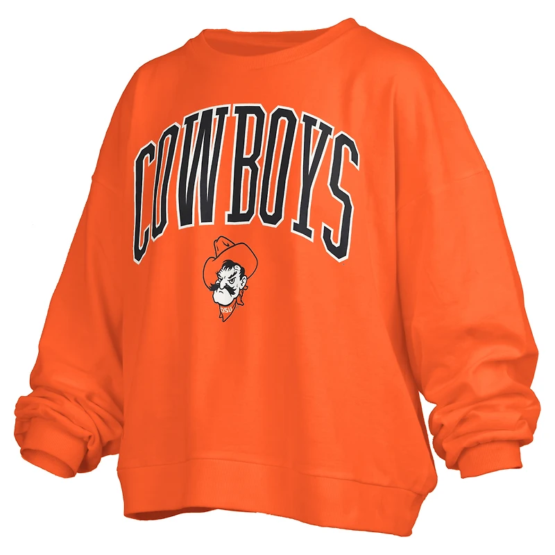 Sweat-shirt oversize orange Pressbox pour femme avec logo Janise Arch Over des Cowboys de l'Oklahoma State