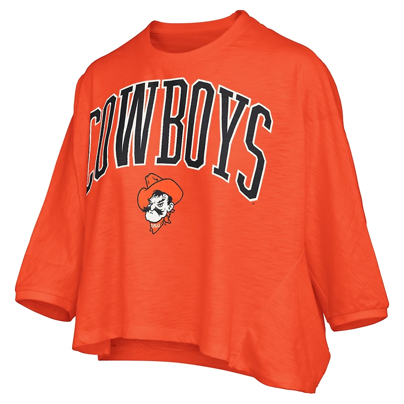 Women's Pressbox  Orange Oklahoma State Cowboys Midi Arch Over Logo Oversized T-Shirt