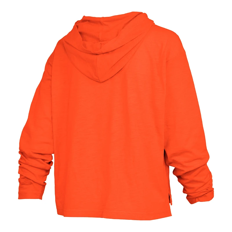 Women's Pressbox  Orange Oklahoma State Cowboys Nelson Arch Over Logo Long Sleeve Hooded Slub T-Shirt