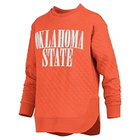 Women's Pressbox Orange Oklahoma State Cowboys Quilted Long Sleeve Pullover Sweatshirt