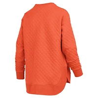 Women's Pressbox Orange Oklahoma State Cowboys Quilted Long Sleeve Pullover Sweatshirt