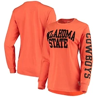 T-shirt à manches longues pour femmes Pressbox Orange Oklahoma State Cowboys Two-Hit Canyon