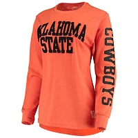 T-shirt à manches longues pour femmes Pressbox Orange Oklahoma State Cowboys Two-Hit Canyon