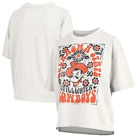 T-shirt oversize en jersey flammé blanc Pressbox pour femmes, Oklahoma State Cowboys Harmony