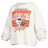 Sweat-shirt rétro surdimensionné Janice blanc des Cowboys de l'Oklahoma pour femme, longueur à la taille