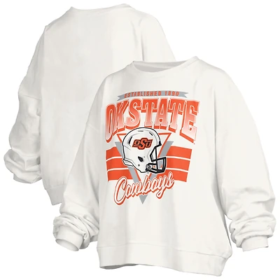 Sweat-shirt rétro surdimensionné Janice blanc des Cowboys de l'Oklahoma pour femme, longueur à la taille