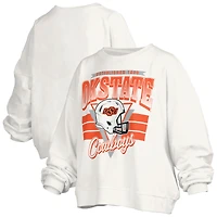Sweat-shirt rétro surdimensionné Janice blanc des Cowboys de l'Oklahoma pour femme, longueur à la taille
