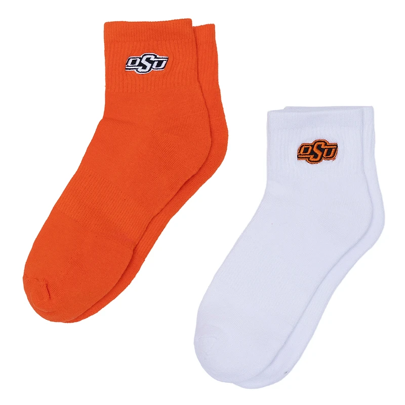 Women's ZooZatz White/Orange Oklahoma State Cowboys Two-Pack Quarter-Length Socks