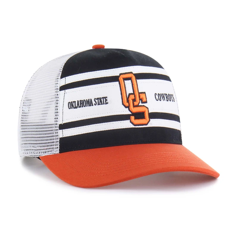 Casquette de camionneur ajustable Super Stripe Hitch noire/orange Oklahoma State Cowboys pour jeunes de 1947