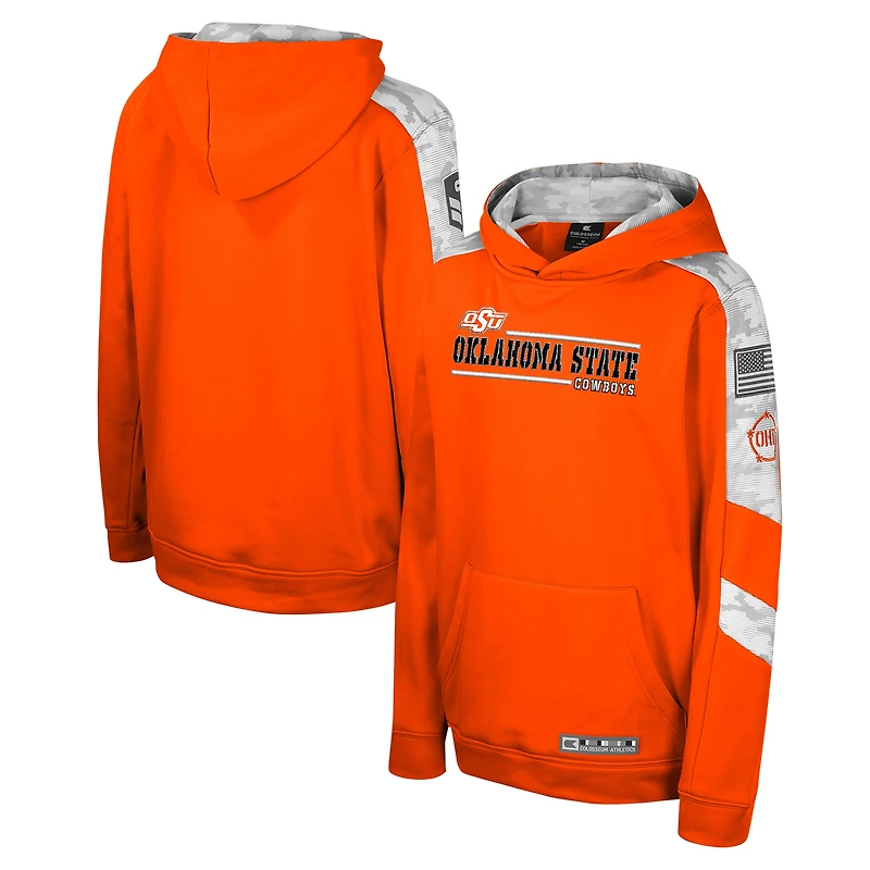 Youth Colosseum Orange Oklahoma State Cowboys OHT Military Appreciation Cyclone Digital Camo Pullover Hoodie