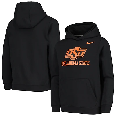 Sweat à capuche polaire Nike noir pour enfant, modèle Stadium Club des Cowboys de l'Oklahoma State, collection Oklahoma State.