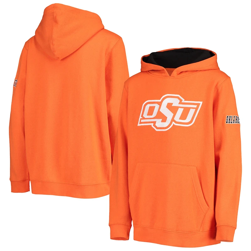 Youth Orange Oklahoma State Cowboys Big Logo Pullover Hoodie