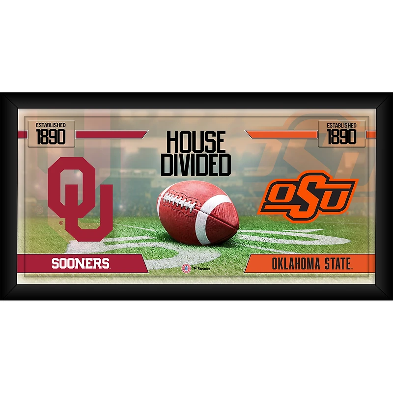 Oklahoma State Cowboys vs. Oklahoma Sooners Framed 10" x 20" House Divided Football Collage