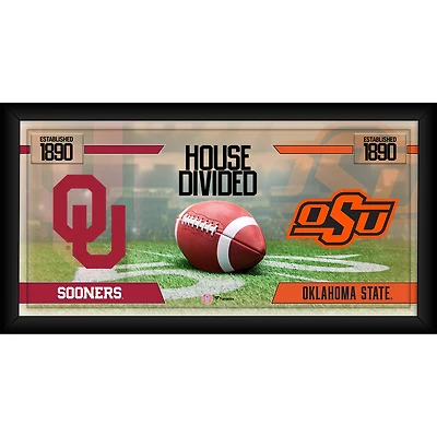 Oklahoma State Cowboys vs. Oklahoma Sooners Framed 10" x 20" House Divided Football Collage