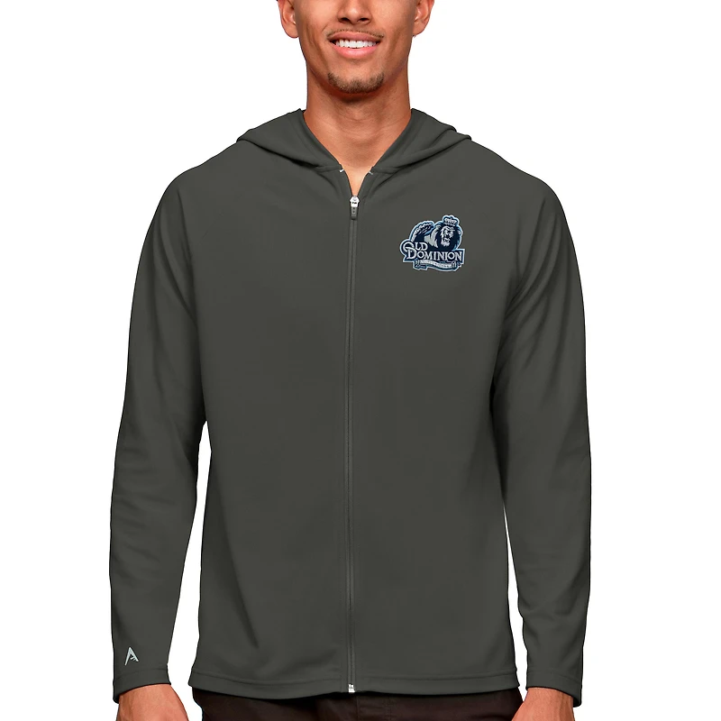 Men's Antigua Charcoal Old Dominion Monarchs Legacy Full-Zip Hoodie