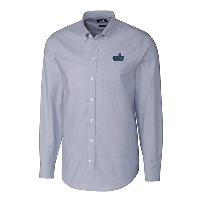 Men's Cutter & Buck Light Blue Old Dominion Monarchs Stretch Vault Logo Oxford Long Sleeve Shirt
