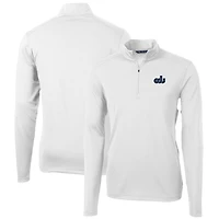 Men's Cutter & Buck White Old Dominion Monarchs Virtue Eco Pique Recycled Quarter-Zip Pullover Top