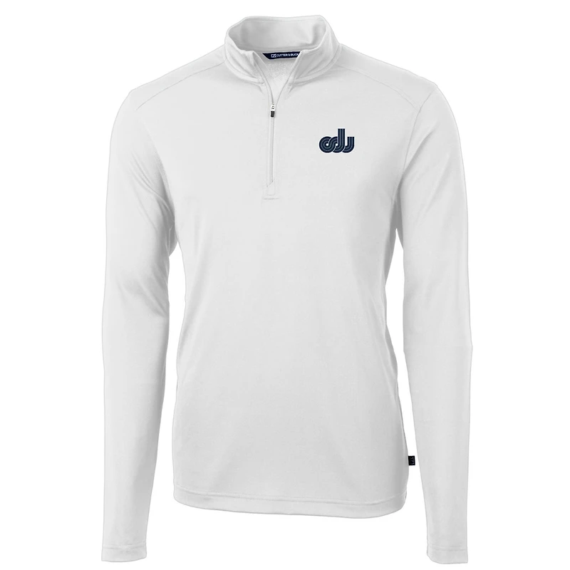 Men's Cutter & Buck White Old Dominion Monarchs Virtue Eco Pique Recycled Quarter-Zip Pullover Top