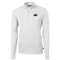 Men's Cutter & Buck White Old Dominion Monarchs Virtue Eco Pique Recycled Quarter-Zip Pullover Top