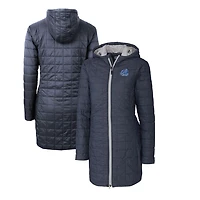 Manteau long à capuche pour femme Cutter & Buck Heather Navy Old Dominion Monarchs Rainier Primaloft Eco