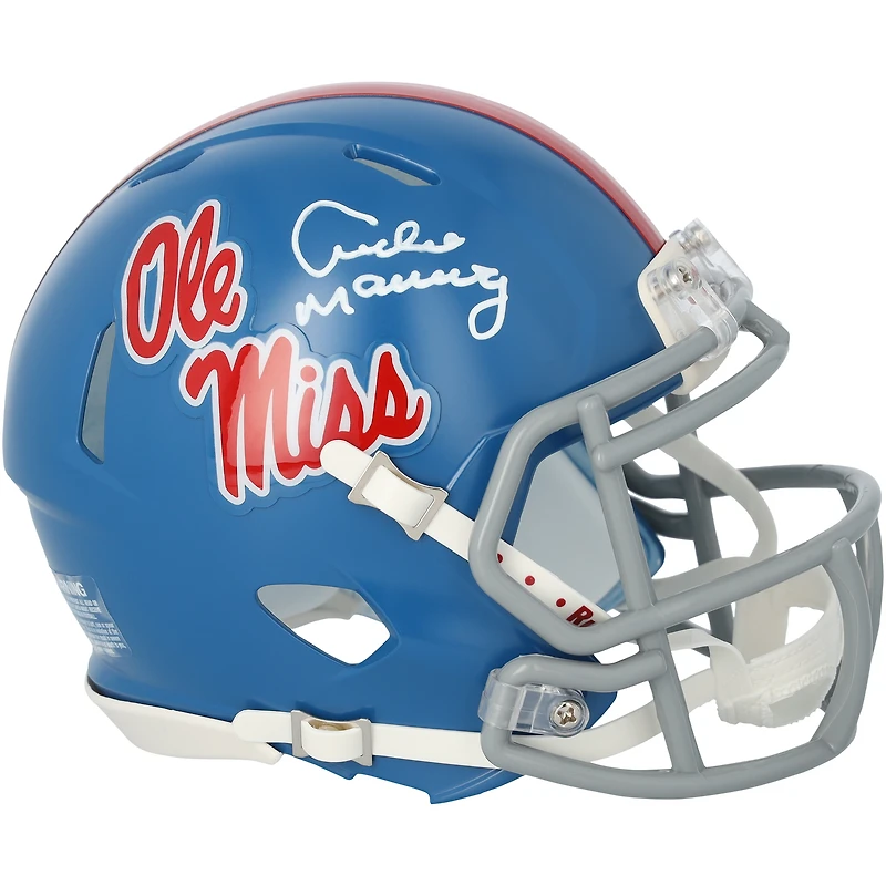 Casque Riddell bleu poudre Speed ​​Mini dédicacé par Archie Manning des Ole Miss Rebels