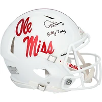 Casque Riddell blanc authentique dédicacé par Archie Manning des Ole Miss Rebels avec inscription « Hotty Toddy »