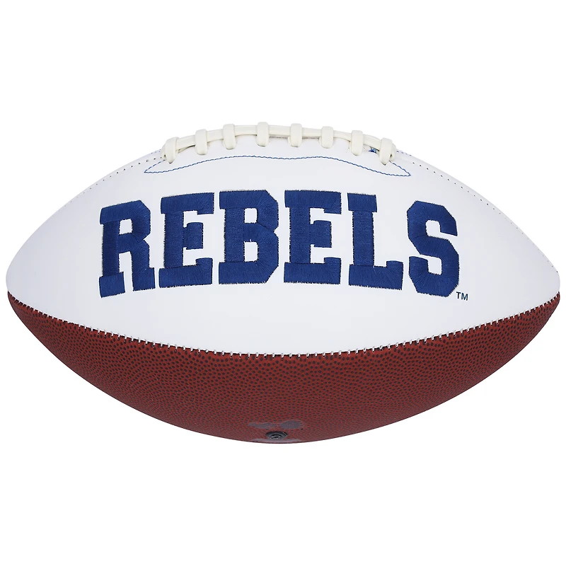Ballon de football blanc dédicacé par Archie Manning des Ole Miss Rebels - Signé avec le numéro 18