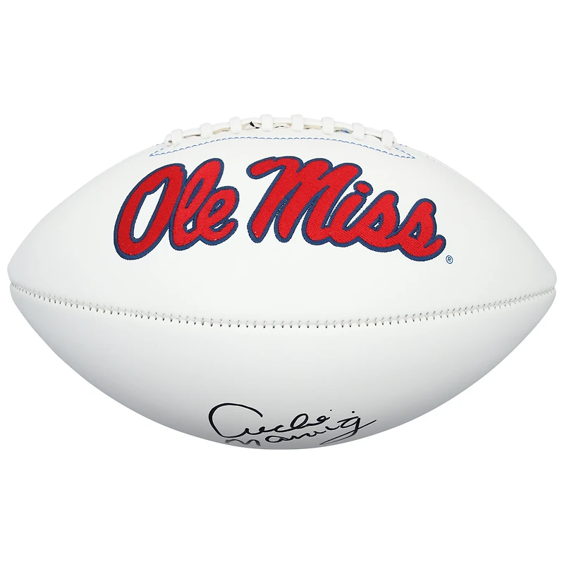 Archie Manning Ole Miss Rebels Autographed White Panel Football - Signed with #18