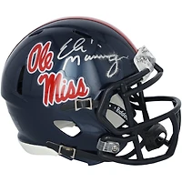 Casque Riddell Navy Speed Mini autographié par Eli Manning des Ole Miss Rebels