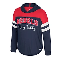 T-shirt à capuche et manches longues pour jeunes filles Colosseum Navy Ole Miss Rebels Reflection