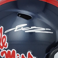 Casque miniature Riddell Navy Speed ​​autographié par Jaxson Dart des Ole Miss Rebels