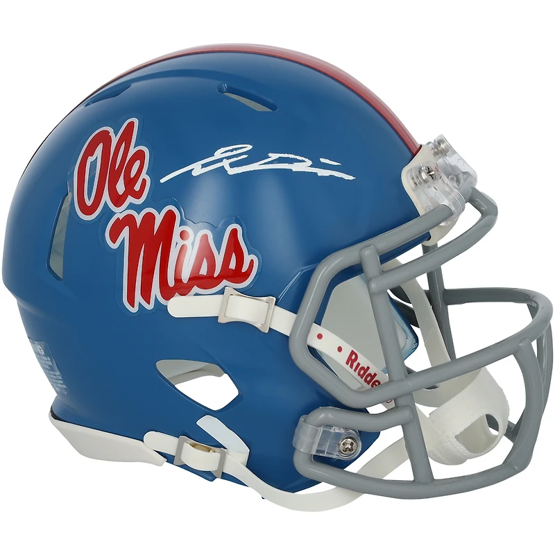 Jaxson Dart Ole Miss Rebels Autographed Riddell Powder Blue Speed Mini Helmet