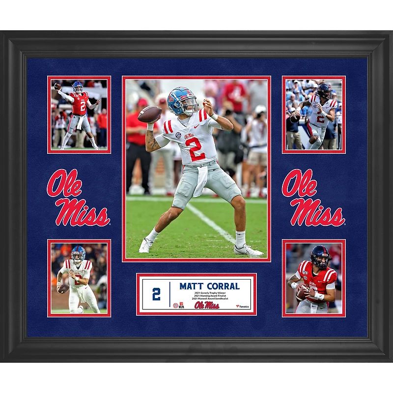 Collage encadré de 5 photos des Ole Miss Rebels de Matt Corral