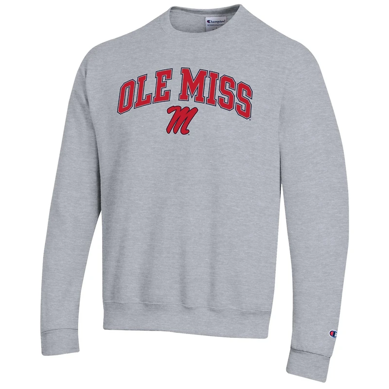Sweat-shirt à capuche Champion Heather Grey pour homme avec logo Arch Over des Ole Miss Rebels
