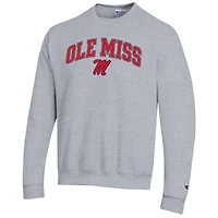 Sweat-shirt à capuche Champion Heather Grey pour homme avec logo Arch Over des Ole Miss Rebels