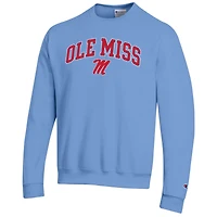 Men's Champion  Powder Blue Ole Miss Rebels Arch Over Logo Pullover Sweatshirt