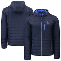 Men's Cutter & Buck  Navy Ole Miss Rebels Rainier Eco PrimaLoft Hooded Full-Zip Jacket