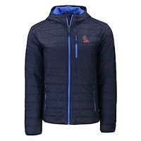 Men's Cutter & Buck  Navy Ole Miss Rebels Rainier Eco PrimaLoft Hooded Full-Zip Jacket