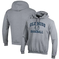 Sweat à capuche Champion gris pour homme, logo de baseball des Rebels d'Ole Miss