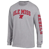 Men's Champion  Navy Ole Miss Rebels Arch Over Logo 2-Hit Long Sleeve T-Shirt
