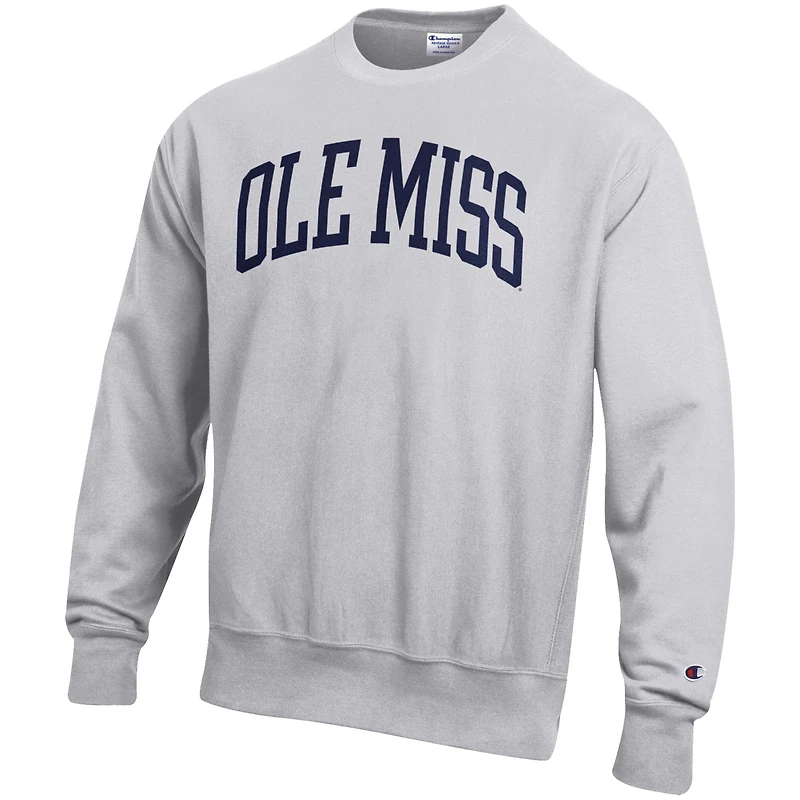 Sweat-shirt à enfiler décontracté Champion Heather Grey Ole Miss Rebels pour homme, coupe Arch Reverse Weave