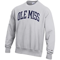 Sweat-shirt à enfiler décontracté Champion Heather Grey Ole Miss Rebels pour homme, coupe Arch Reverse Weave