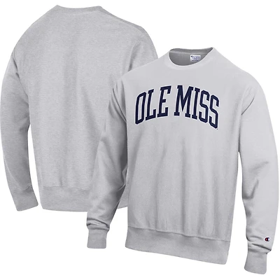 Sweat-shirt à enfiler décontracté Champion Heather Grey Ole Miss Rebels pour homme, coupe Arch Reverse Weave