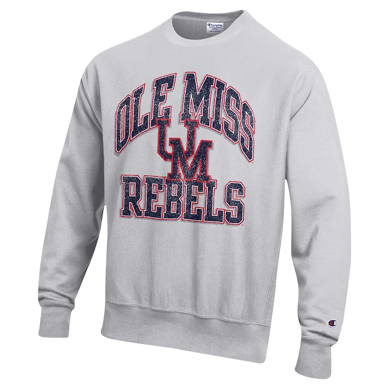 Sweat-shirt à enfiler tissage inversé Champion Heather Gray Ole Miss Rebels Vault Late Night pour homme